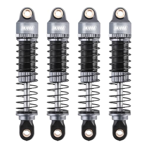 INJORA 53mm Aluminum Threaded Oil Shocks for 1/18 TRX4M Upgrade, Titanium - color: Grey
