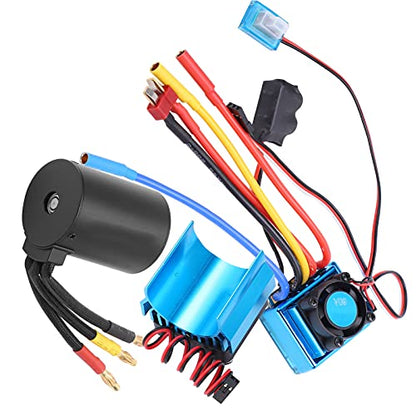 3650 2300KV Brushless Motor and 60A ESC Combo with Heat Sink, fit for /10 RC Cars, High Performance Sensorless Speed Controller Set Truck