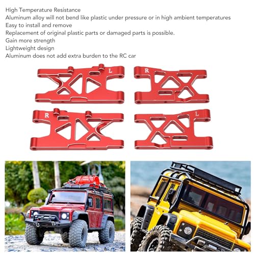 RC Front and Rear Suspension Arms Set Aluminum Alloy Upgrade Parts for Arrma 1/18 380 Brushed 4X4 Truck 380 Brushed 4X4 Small Scale Buggy, RC Car Upgrade Parts (Red) - color: Red