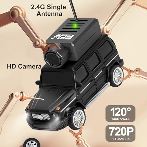 Wltoys 1:64 FPV RC Drift Car, 720P WiFi APP, 2.4GHz Gyro | HD Camera with Real‑time Video. Dual Control: Remote or Phone App. 3 Speeds & Suspension. LED Lights for Hobbyists - color: Black