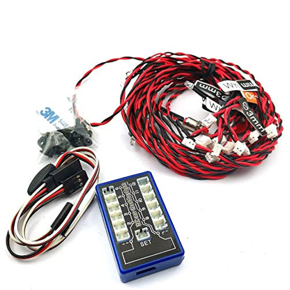 FainWan Rc Car Headlights Taillight Rc Truck Led Lights Flashing Light Lamp 12 LED 5 Operation Modes Compatible with 1/10 Rc Trucks, Crawler, Off-Road, Sport Racing