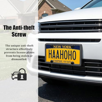 Anti-Theft License Plate Screws Kit, M6 1/4" Stainless Steel Rust-Proof Tag Frame Mounting Bolt Fastener, Tamper Proof Auto Tag Plate Screw Nut Caps Cover Kit, Universal Fit