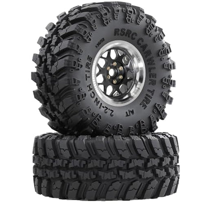 STMU 2.2'' RC Rubber Crawler Rock Tires OD 136mm/5.3'' with Foam Insert for 1/8 1/10 RC Crawler Car SCX10 TRX4 TRX6 GEN7/8 2.2'' Beadlock Rims (Black)
