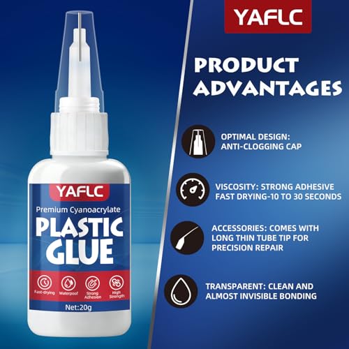 Plastic Glue, Super Glue for Plastic Models 40g | Adhesives Kit for Models Bonding, Repair, Acrylic, PLA, Toys, Car, Acrylic, ABS, PVC, Tube, DIY Kits, Vinyl - style: Plastic Glue