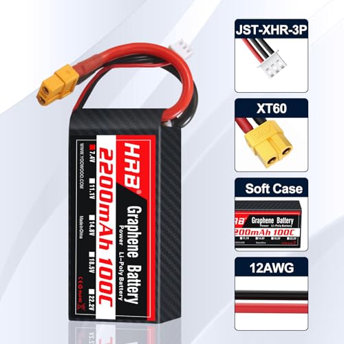 HRB 2PCS 2S 2200mAh Lipo Battery 100C 7.4V XT60 Compatible with RC Plane