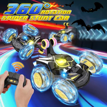 Mafbeanl Remote Control Car Stunt RC Cars 360° Rotating with 2.4GHz Rechargeable Wheel Lights Toys Car Gift for Boys 3 4 5 6 7 8 9 10 11 12 (Black) - color: Black