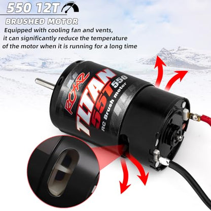RC Car 550 55T Motor Brushed High Torque Waterproof Motor for 1/10 RC Crawler Axial SCX10 AXI03007 JL 90046 TRX4 TRX6 RC Car Boat Motor 550 Brushed Suitable for Climbing Off-Road