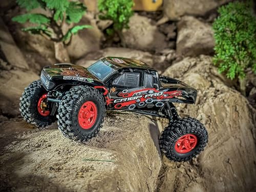Helidirect HobbyPlus 1/18 RC Crawler - CR-18P PRO Brushless Juice Up Edition RTR w HBW Electronics, 2.4GHz 4CH TX - Remote Control Crawler, RC Rock 1/18 Full Lock 4WD Off-Road for Adults - Red