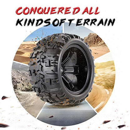 Goolsky 2pcs 3.6 Inch 150mm Monster Truck Wheel Rim and Tire for 1/8 Traxxas HSP HPI E-MAXX Savage Flux ZD Racing RC Car
