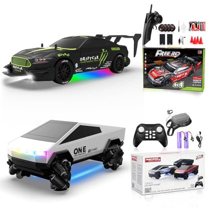 1/16 RC Drift Car 2.4Ghz 4WD Remote Control Cars with Spray & Led Lights 1/28 Scale Gesture Sensing RC Stunt Cars Toys for 6-12 Years Old Boys Girls