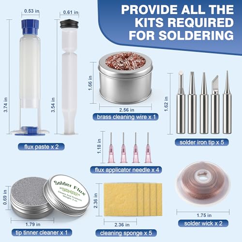 Soldering Tip Cleaning Kit | Include Flux Paste, Tip Tinner, Solder Wick, Iron Tips, Soldering Iron Tips Cleaner, Cleaning Sponge for Electronics Repair