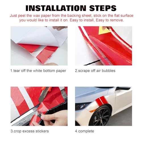 x xotic tech Fender Stripes Hash Marks KK Vinyl Decal Universal for Car Truck Sticker Racing Stripe 11"x23" (Red) - color: Red