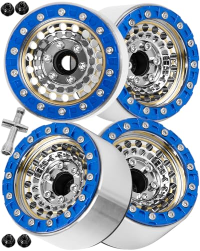 RC 1.9”Wheel Rims for 1/10 SCX10 90046 AXI03007 TRX4 TRX6 VS4-10 Gen7 Gen8 MST CFX D90 RC Crawler,1.9 Beadlock Super Heavy Brass & Aluminum Deep Dish Wheel Rims(4PCS) Silver - color: Titanium/4pcs