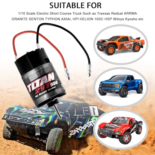 RC Car Motor Waterproof 550 29T Brushed Motor for 1:10 RC Crawler Axial SCX10 AXI03007 JL 90046 TRX4 TRX6 RC Car Truck Boat - size: 29T