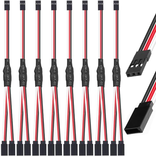 8 Pcs 7cm 3-Pin Male to Female Servo Extension Cable, Black, Red, White, Copper Core, High Current, Anti-Interference, Stable Signal, RC, Car, Plane, Helicopter, Drone