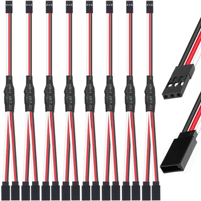 8 Pcs 7cm 3-Pin Male to Female Servo Extension Cable, Black, Red, White, Copper Core, High Current, Anti-Interference, Stable Signal, RC, Car, Plane, Helicopter, Drone