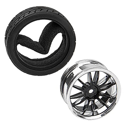 12-Spoke 12mm Hex Hub Wheel Rims & Rubber Tires Compatible with HSP Tamiya HPI Kyosho 1/10 On-Road Touring Car WLtoys 1/14 144001 Traxxas 1/16 Slash RC 1/18 A959B Buggy