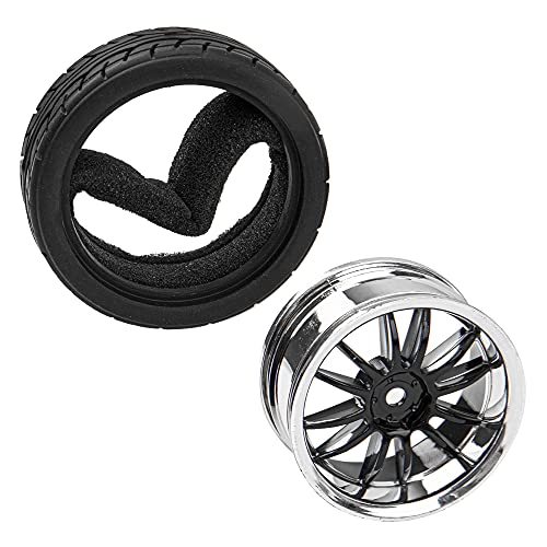 12-Spoke 12mm Hex Hub Wheel Rims & Rubber Tires Compatible with HSP Tamiya HPI Kyosho 1/10 On-Road Touring Car WLtoys 1/14 144001 Traxxas 1/16 Slash RC 1/18 A959B Buggy