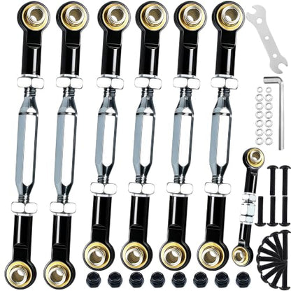 Stainless Steel Camber Links with Rod Ends Set for 1/10 Traxxas Slash,Black | Adjustable Turnbuckles with Spacers & Wrench for Rustler 4X4/2WD, Stampede 4X4, Hoss 4X4, Bandit/VXL RC Car Hops Up Parts - color: Black