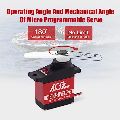 AGFRC B13DLS V2 0.072s Titanium Gear Sub-Micro RC Servo | 8.4V HV, 2.7kg Torque, Dual Ball Bearings, Programmable, 180° Angle, for 1/14-1/24 RC Cars, Crawlers & Planes