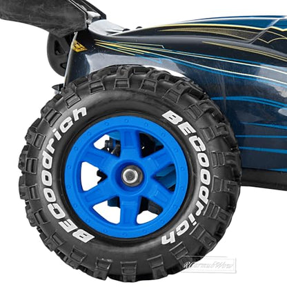 RC Wheels and Tires Off-Road Buggy Tires for 1/12 1/14 1/16 RC Off Road Monster Truck E-REVO Summit REDCAT HPI SAVAGEGT-2XS Volcano-16,1/12 1/14 1/16 Wheels Tires Set Pre-glued,Navy Blue