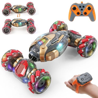 Gesture Sensing Remote Control Stunt Car for Kids Ages 6 7 8-12 - Best Birthday Gifts for 6 7 8 9 10 11 12 13+ Year Old Boys, 2.4Ghz 4WD Off-Road Vehicle with Lights & Music