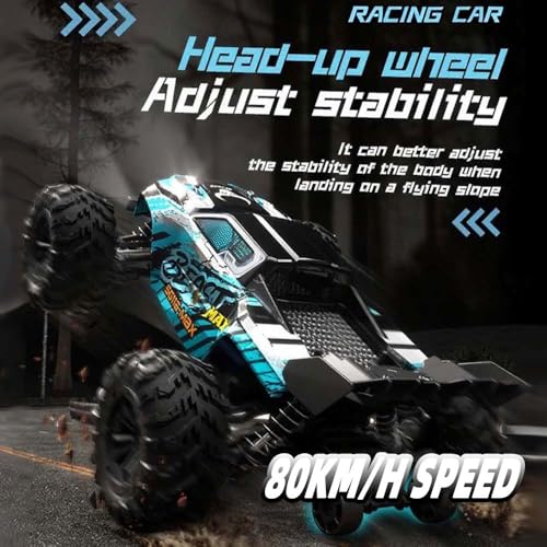 Levodan Brushless 80KPH Fast RC Cars, 1:16 RC High Speed Remote Control Car for Adults, 2.4 Ghz 4WD All Terrain Offroad Monster Truck, 3 Batteries, Blue, SG116MAX - color: 3 Batties(blue)