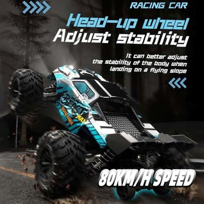 Levodan Brushless 80KPH Fast RC Cars, 1:16 RC High Speed Remote Control Car for Adults, 2.4 Ghz 4WD All Terrain Offroad Monster Truck, 3 Batteries, Blue, SG116MAX - color: 3 Batties(blue)