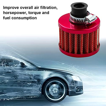 BESULEN Air Intake Filter Breather, 0.47 inch Universal Cold Air Filter, 12mm Car Turbo Vent Air Intake Filter Cleaner, Crankcase Breather Compatible with Car and Motorcycle Engine Parts (Red) - style: Red