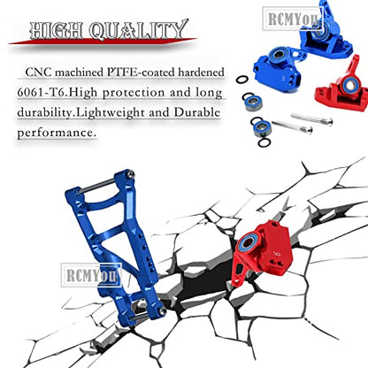 Upgrades Part for 1/10 Slash 2WD,Alloy Front Rear Suspension Arm,Caster Block,Steering Blocks,Rear Stub Axle Carriers Upgrades Hops Up Set for Slash 2WD,Red - color: Red