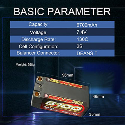 Gens ace Redline Drag Racing Series 130C 6100mAh 7.4V 2S2P HardCase Shorty Lipo Battery