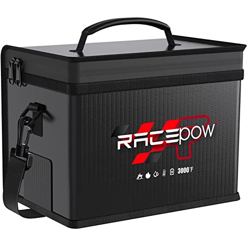 Lipo Battery Safe Bag - Fireproof Explosion-Proof Organizer for Storage, Transportation & Charging - Double Fireproof Zipper Guard (Black)