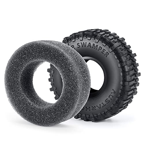 4PCS Rubber Micro 1" RC Wheel Tires 62mm for All 1/24th Axial SCX24 Deadbolt,C10,JLU CRC,Bronco RC Crawler Truck Car - color: A Style