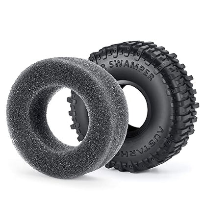 4PCS Rubber Micro 1" RC Wheel Tires 62mm for All 1/24th Axial SCX24 Deadbolt,C10,JLU CRC,Bronco RC Crawler Truck Car - color: A Style