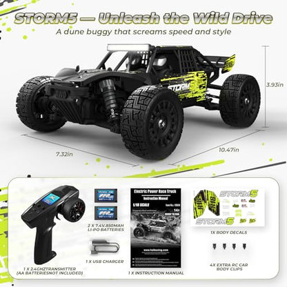 HAIBOXING 18856, 1:18 Desert Off-Road RC Truck Fast 36km/h 4WD Electric Car | RTR Splash-Proof, Hobby Grade for Kids, Beginners and Adults; Dual Batteries for Extended Outdoor Fun - Remote Control RC Toy - color: Yellow