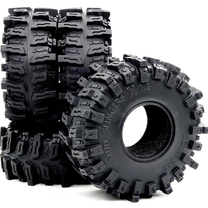 HOBBYSOUL 4.85'' Tall RC 1.9 Crawler Tires (Super Soft Sticky) T10 Mud Slingers X Tyre for 1/10 Rock Crawling TRX4 SCX10 Wraith Gen8 Upgrade, HS701544 - style: T10 ( Super Soft )