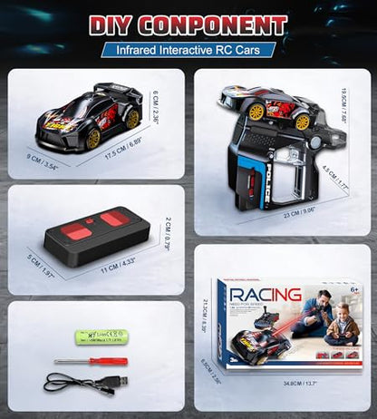 3-in-1 RC Drift Car Set - 2.4GHz Battle Remote Control Car, 2 Player Chase & Shoot Game, Parent-Child Interactive Toy Car, for Kids Ages 6+ (Black) - color: Black