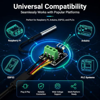 DS18B20 Waterproof Temperature Sensor Probe Moudle Kit Stainless Steel Probe for Raspberry Pi, 5 pcs, 1 Meter