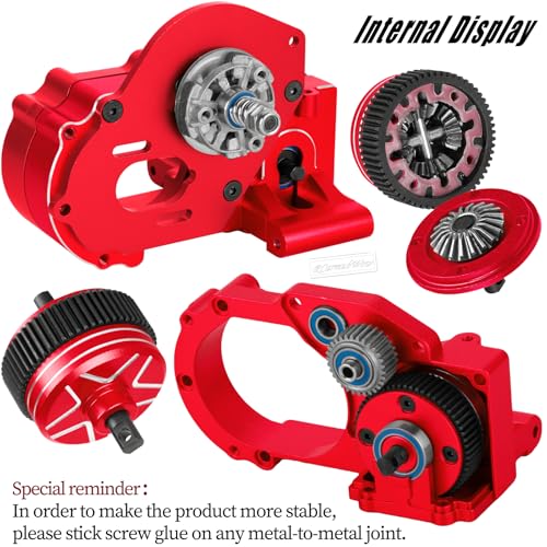 Metal Transmission Complete Upgrades Part for 1/10 Slash/Rustler/Stampede/Bandit 2WD(VXL),Gearbox Case w/76T 83T 86T 90T Gear,Diff,Slipper Clutch & Rebuild Kit,Pressure Plate,Red - color: Red(1set)