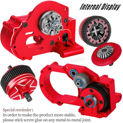 Metal Transmission Complete Upgrades Part for 1/10 Slash/Rustler/Stampede/Bandit 2WD(VXL),Gearbox Case w/76T 83T 86T 90T Gear,Diff,Slipper Clutch & Rebuild Kit,Pressure Plate,Red - color: Red(1set)