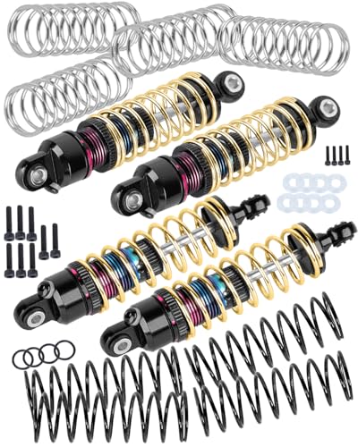 RC Shock Absorber Upgrades Part for 1/18 Granite Grom,1/14 Typhon Grom,1/16 Mojave Grom,1/18 LaTrax,Alloy Aluminium Front Rear Shock Absorbers Dampers,Colorful - color: Colorful(4PCS)