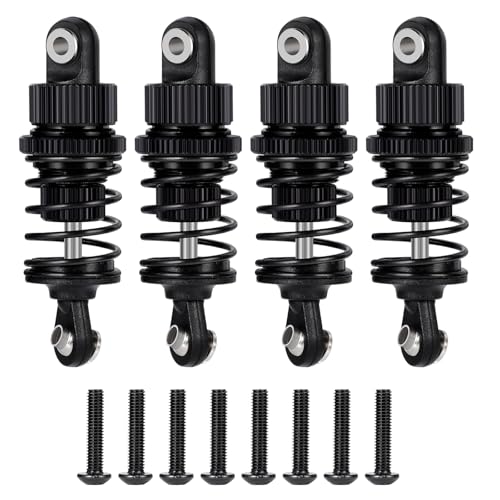 RC Aluminum 50mm Front & Rear Oil Filled Shock Absorber Adjustable Damper Set Compatible with Tamiya M03 M04 M05 M06 1:10 On Road Car Upgrades Replace Parts (Black, 50mm)