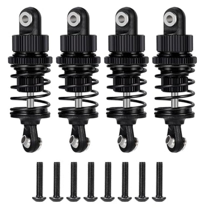 RC Aluminum 50mm Front & Rear Oil Filled Shock Absorber Adjustable Damper Set Compatible with Tamiya M03 M04 M05 M06 1:10 On Road Car Upgrades Replace Parts (Black, 50mm)