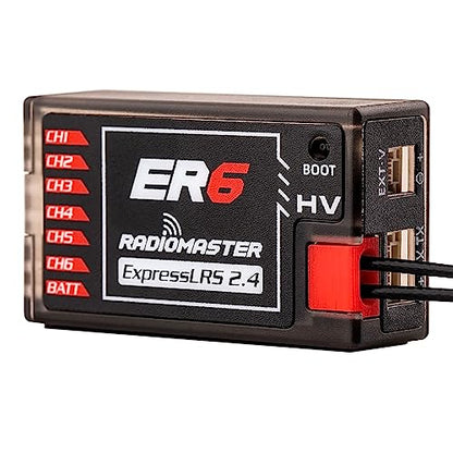 RadioMaster ER6 ELRS PWM Receiver: 2.4GHz 6Ch ExpressLRS Receiver Nano Module for Fixed Wing RC Vehicles by Speedybee