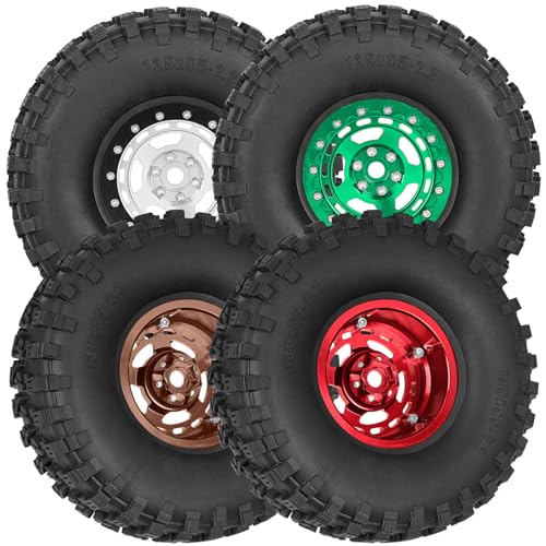 2.2in Aluminium Wheels&Wheel Rim Tires Beadlock Wheel&Wheel Hub Rim Upgrades Part for 1/10 SCX10 SCX10II SCX10III 90046 TRX4 D90.4PCS(135 * 55MM),Bronze - color: Bronze(4pcs）