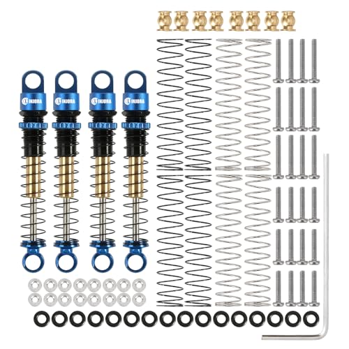 INJORA 43mm Aluminum Threaded Shocks Absorber Damper for 1/24 SCX24 (Blue) - color: Blue