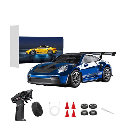 1/43 Scale RC Drift Car, 2.4G Full Proportional 4WD Remote Control Car with Gyro, Adjustable Speed & LED Lights, Alloy RC Vehicle for Adult