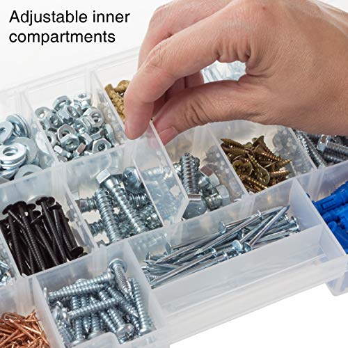 Storage and Tool Box-Durable Organizer Utility Box-4 Drawers with 19 Compartments Each for Hardware, Fish Tackle, Beads, and More by Stalwart (Purple) | With Drawers and Customizable Compartments for Hardware, Fishing Tackle Box, Beads, or Craft Supplies