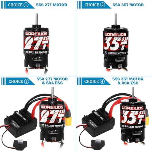 550 Brushed Motor 35T & Heatsink Combo for 1/10 RC Car TRX4 TRX6 Redcat SCX10 SCX10II AXI03007 JL 90046 RC4WD D90 and 1/6 Jeep Willys 1941 MB Military Truck - size: 35T Motor&Heatsink Combo