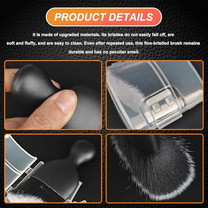 Car Interior Detailing Brush, Soft Bristle Car Interior Cleaning Tool, Auto Air Conditioning Outlet Cleaning Brush, Dusting Brush for Panel Air Vent Dashboard Leather (Black White with Cap) - color: Black White With Cap